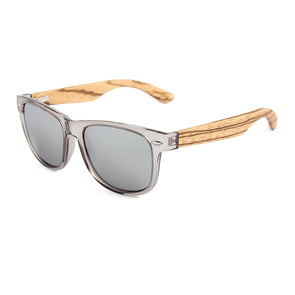 Daly Collection Zebra Wood Sunglasses with Silver Polarized Lens