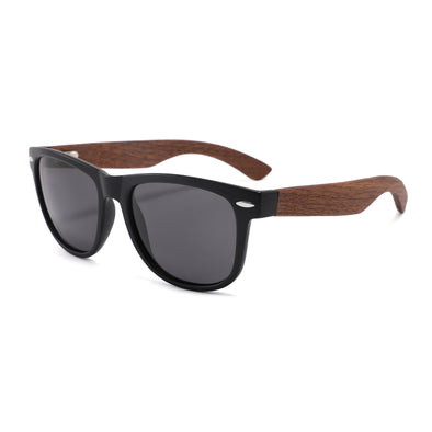 Daly Collection Walnut Wood Sunglasses with Smoke Polarized Lens