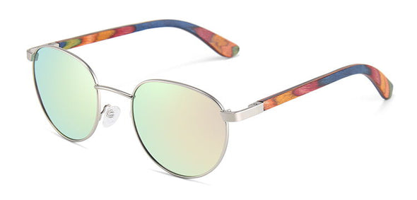 Olivia Collection  Sunglasses  with Smoke polarized lens Colorful wood arms