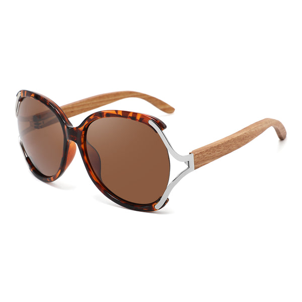 Audrey Tortoise  Sunglasses with Zebra wood  Arms