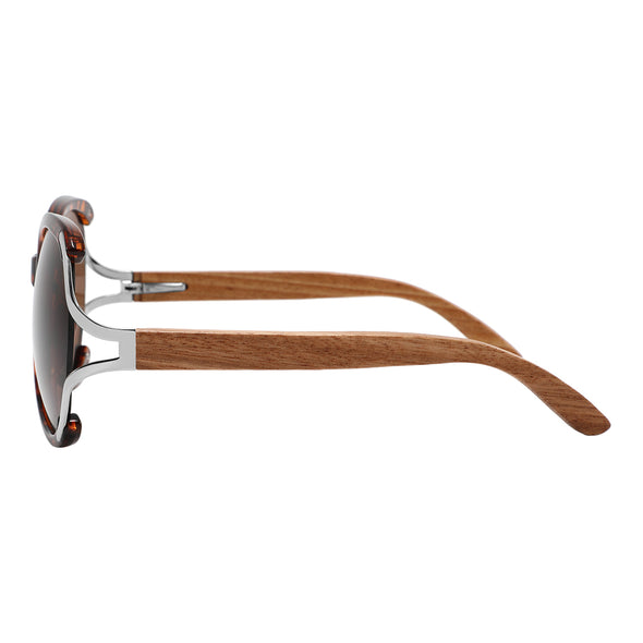 Audrey Tortoise  Sunglasses with Zebra wood  Arms