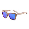 Bryn Collection Beech Wood Sunglasses with Real Mirror Blue Lens