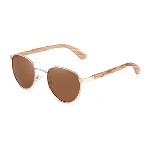 Olivia Collection  Sunglasses with Smoke polarized lens zebra wood arms