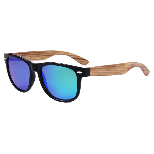 Daly Collection Zebra Wood Sunglasses with Green Polarized Lens