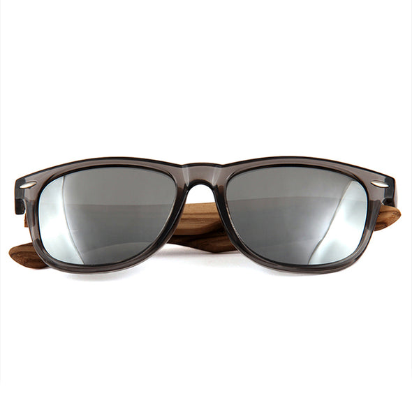 Daly Collection Zebra Wood Sunglasses with Silver Polarized Lens