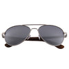 Zebra Wood Sunglasses Aviator Style with Silver Polarized Mirror Lens