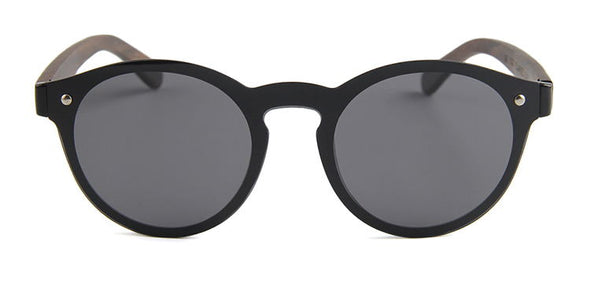 Shelly Collection Ebony Wood Sunglasses with Black Acetate Frame