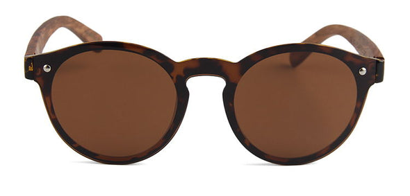 Shelly Collection Zebra Wood Sunglasses with Tortoise Acetate Frame