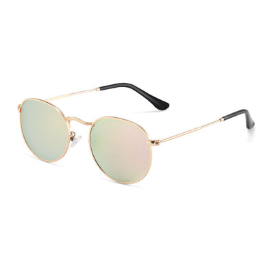 Lennon Collection Gold Frame Sunglasses with Pink Mirror polarized lens