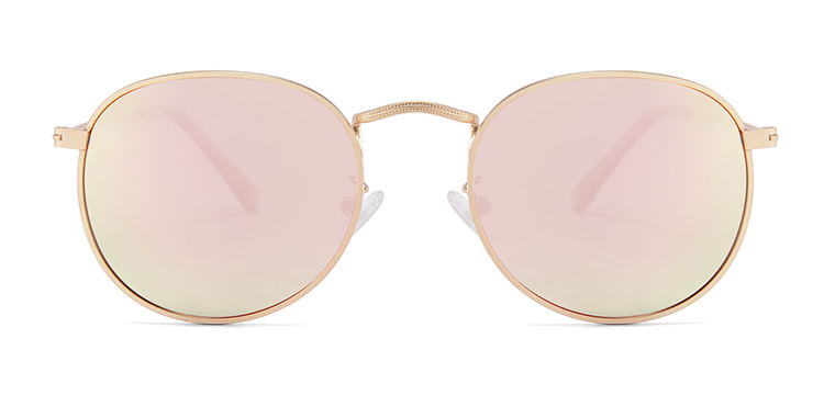 Lennon Collection Gold Frame Sunglasses with Pink Mirror polarized