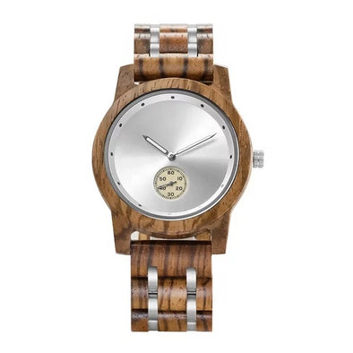 The Ash Collection (Walnut and Stainless Steel) White Dial Wood Watch