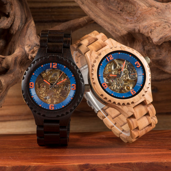 The Shane Collection (Automatic Mechanical Zebra wood) Watch