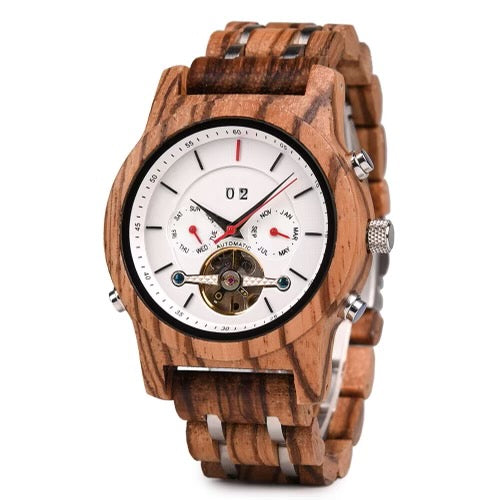 The Frankie Collection (Automatic Mechanical Zebra Wood Small Dial) Watch