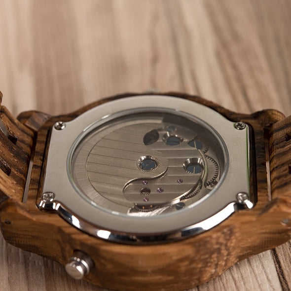 The Frankie Collection (Automatic Mechanical Zebra Wood Large Dial) Watch
