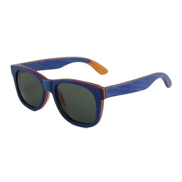Gladiator Polarized BIG HEAD Blue Recycled Skateboard Wood Sunglasses