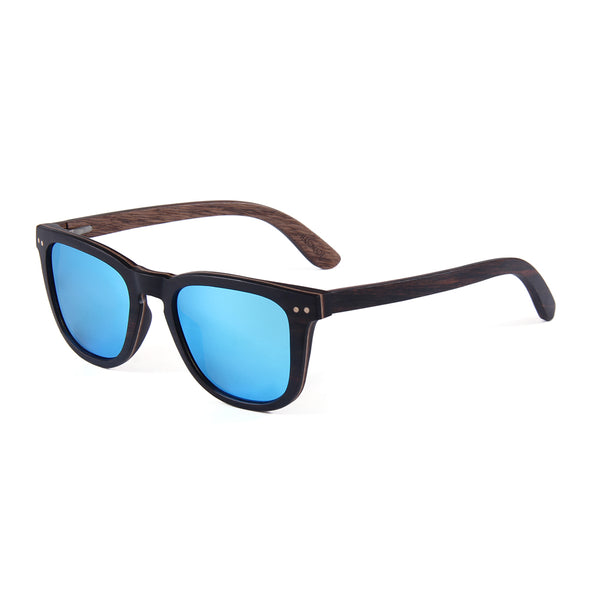McLaren Collection Ebony Skateboard Wood Sunglasses with Blue Lens