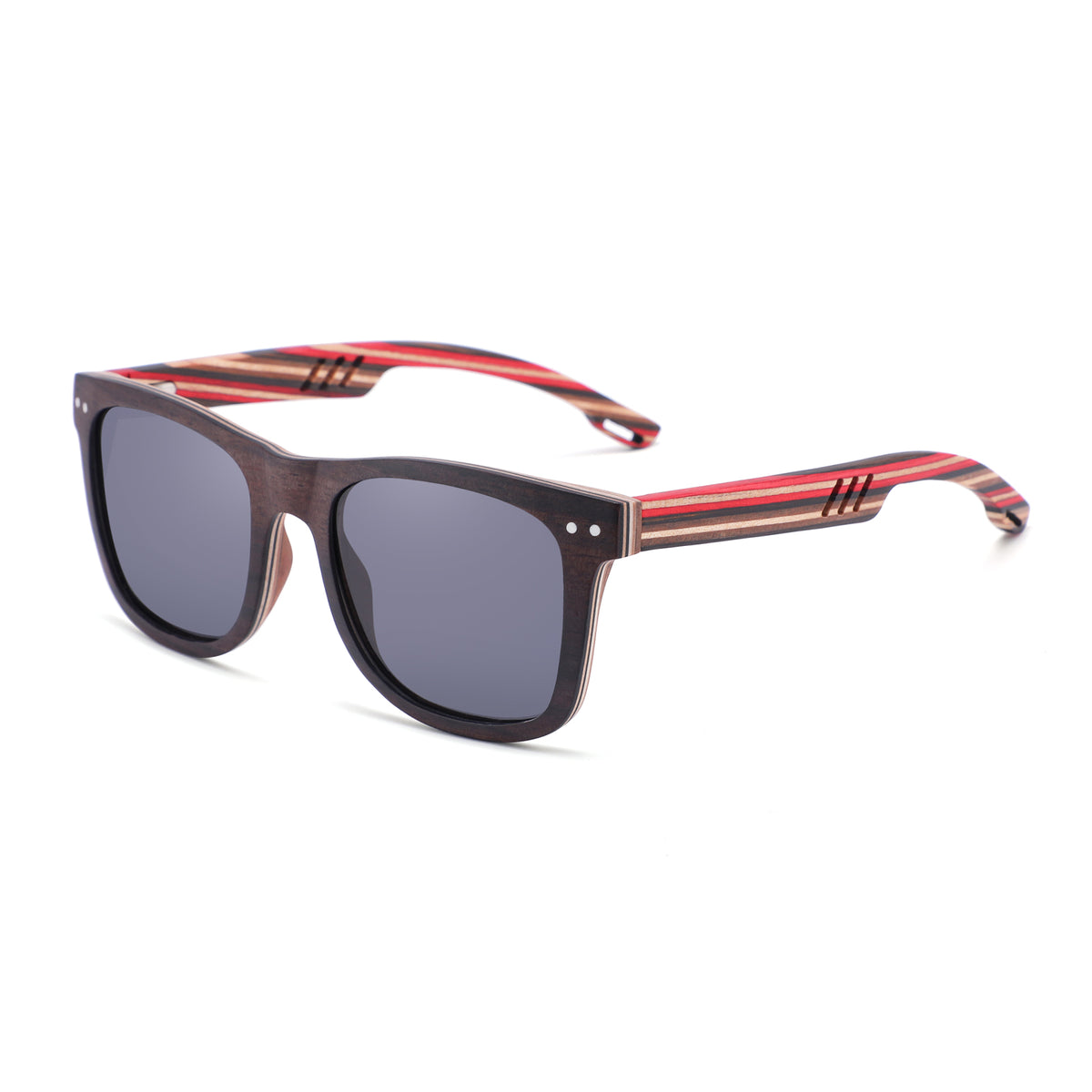 Maco Collection Ebony Skateboard Wood Sunglasses with Smoke Lens