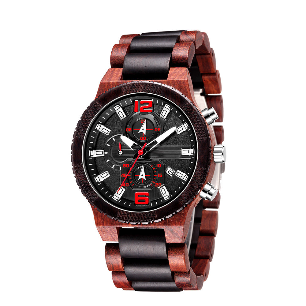 The Garrick Collection (Chronograph Red Sandalwood and Ebony Wood) Watch
