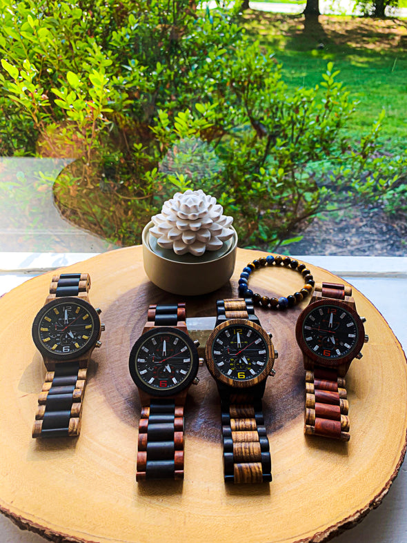 The Garrick Collection (Chronograph Zebra Wood and Ebony Wood) Watch