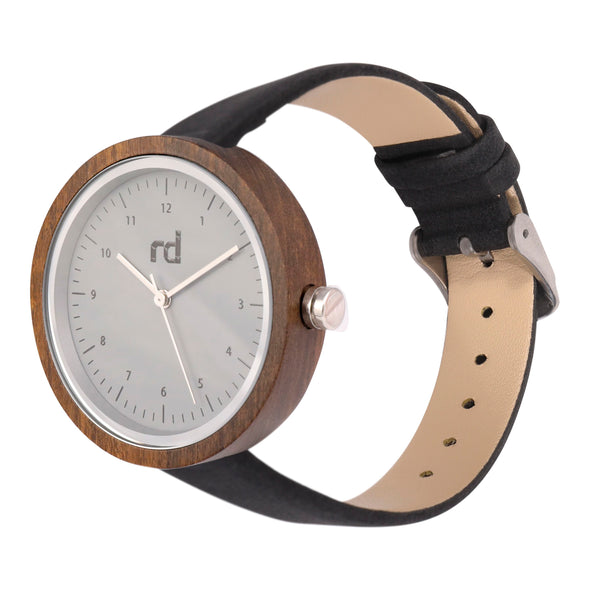 The Olive Collection (Black Vegan Leather Wood Watch)